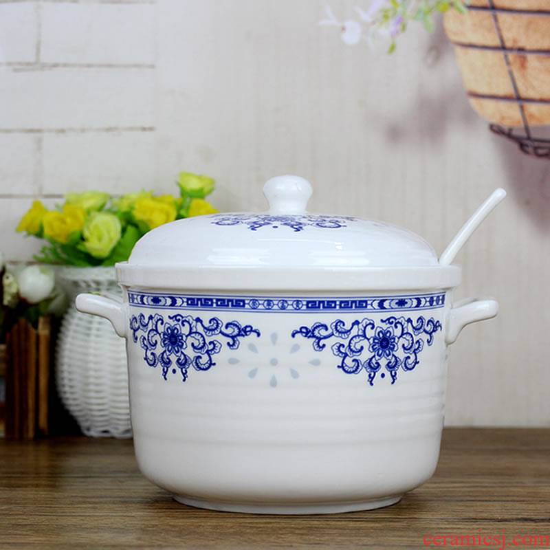 Ceramic household with cover the pot seasoning salt pot cylinder chili oil tank oil can large - capacity single hold to high temperature