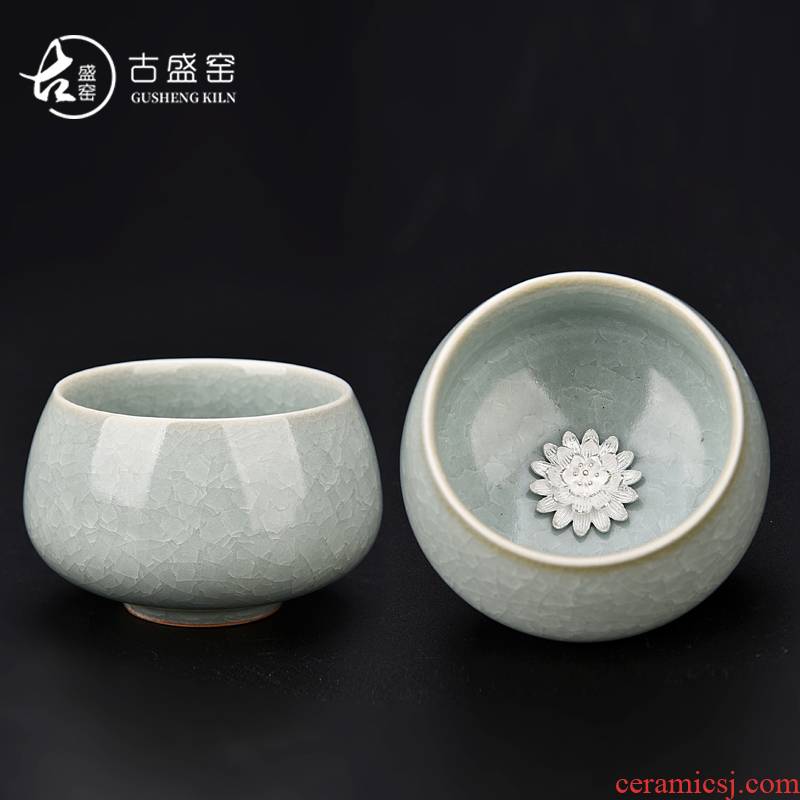 Ancient sheng up up master cup ceramic manual Mosaic whitebait kung fu tea cups single small tea light cup opening