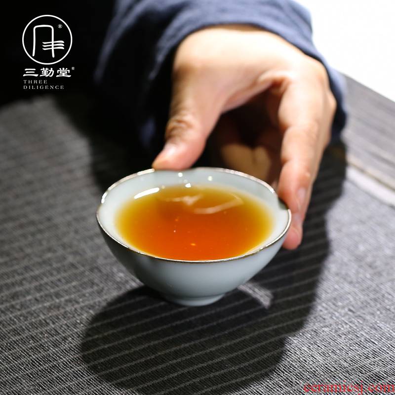 Three frequently hall official up glaze master cup of jingdezhen ceramic kung fu tea set single CPU personal puer tea cup sample tea cup