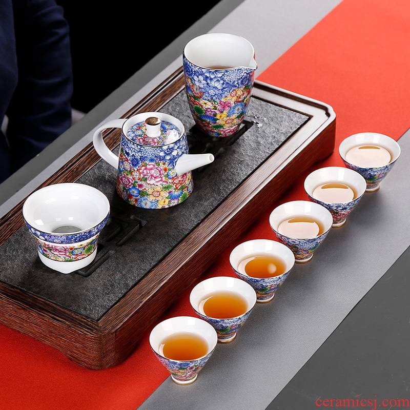 Jingdezhen tea suit household contracted and I glass 6 kung fu small tureen the teapot tea cups