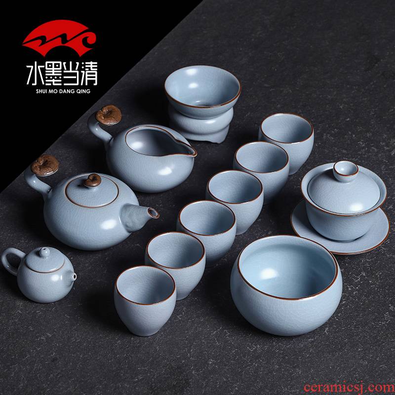 Kung fu tea set suits for your up piece of ice to crack open office of jingdezhen ceramic teapot teacup gift boxes