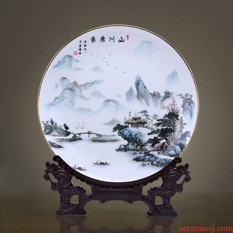 Jingdezhen porcelain ceramic decoration plate of furnishing articles up phnom penh ipads porcelain plate light Chinese key-2 luxury home sitting room adornment