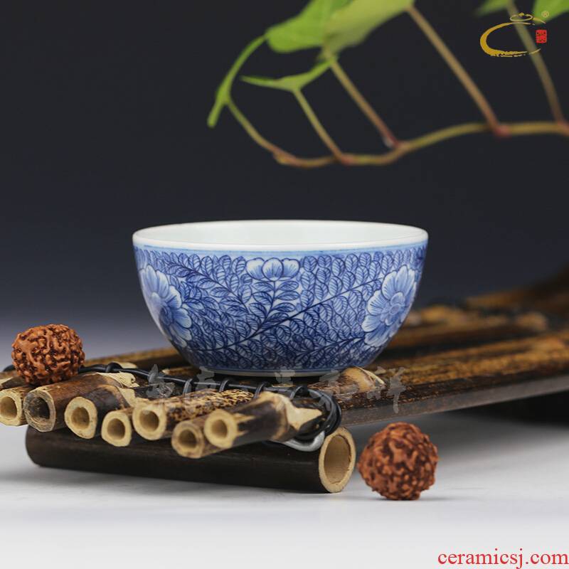 And jingdezhen blue And white chiba auspicious cup hand - made ceramic kung fu tea cup sample tea cup master cup personal cup