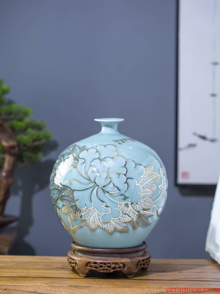The Master of jingdezhen ceramics vase hand - made shadow blue paint pomegranate bottles of Chinese style living room decoration office furnishing articles