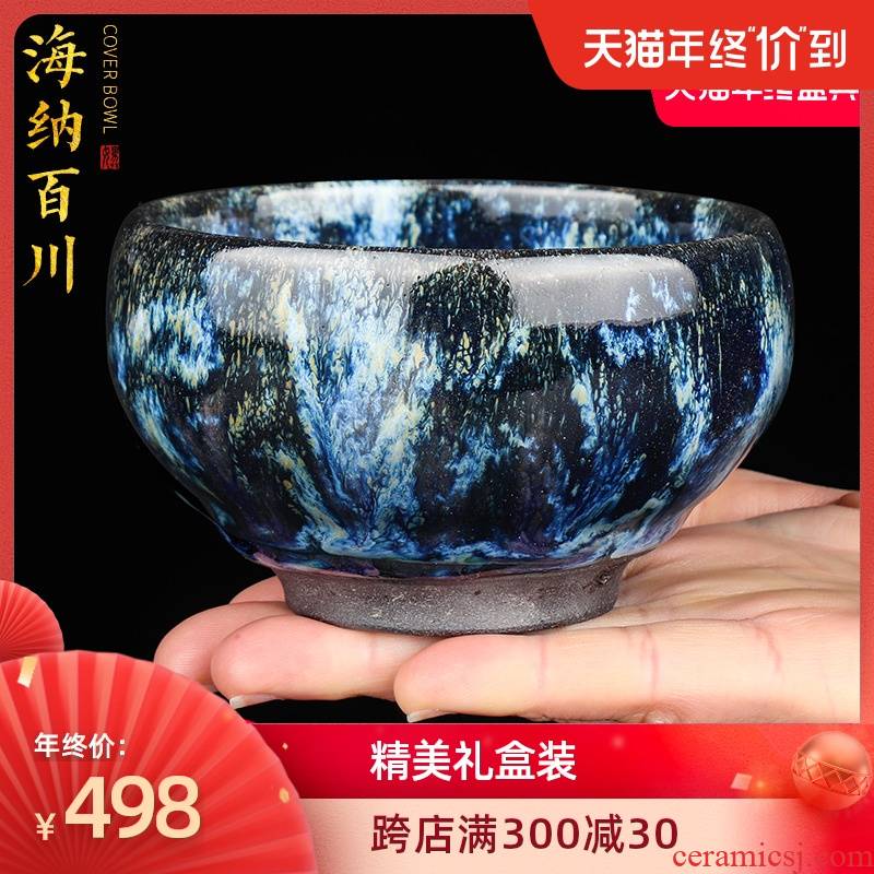 Artisan fairy hand made up built light ceramic cups household retro kung fu tea tea master cup single CPU