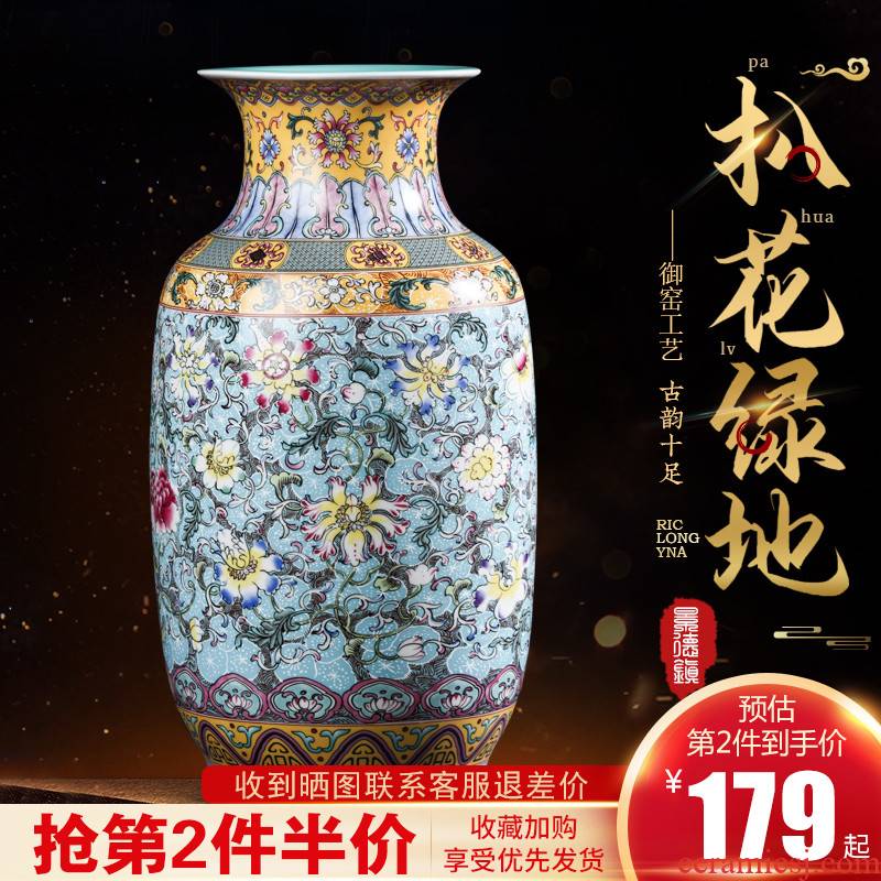 Jingdezhen ceramics colored enamel vase antique flower arranging place of new Chinese style restoring ancient ways the sitting room TV cabinet decoration