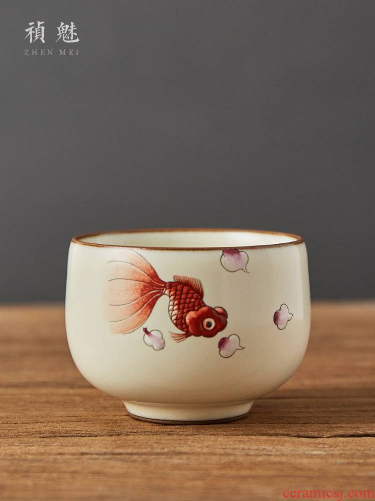 Shot incarnate your up hand - made open piece of goldfish kung fu tea set sample tea cup cup of jingdezhen ceramics masters cup personal single CPU