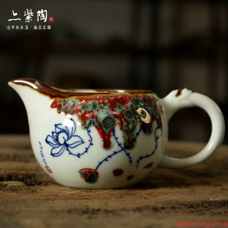 Kung fu tea tea sea ceramics hand - made youligong fair keller set limit to of blue and white porcelain collector "lotus rhyme"