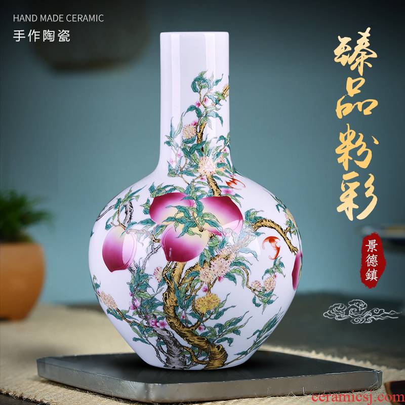 Jingdezhen ceramics vase famille rose flower arranging Chinese porcelain home living room TV cabinet study adornment furnishing articles