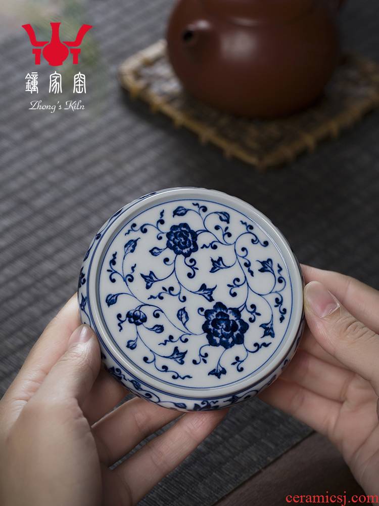 Clock home up jingdezhen blue and white maintain bound branch lines lid cover rear hand - made it tea value the cover cap