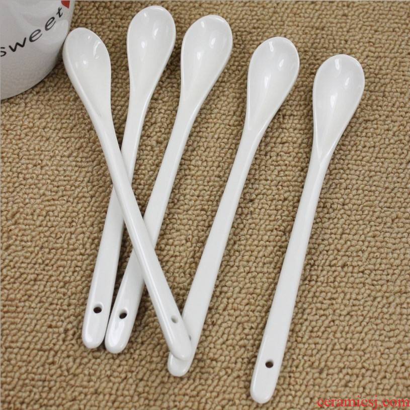 Qiao mu ceramic spoon coffee spoon baby spoon, spoon, 2 - rows spoons condiment spoon ladle children