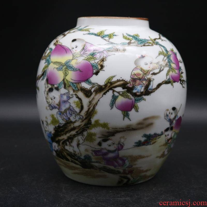 Mid the qing famille rose porcelain jar antique porcelain and old factory goods sitting room home decoration antique penjing collection