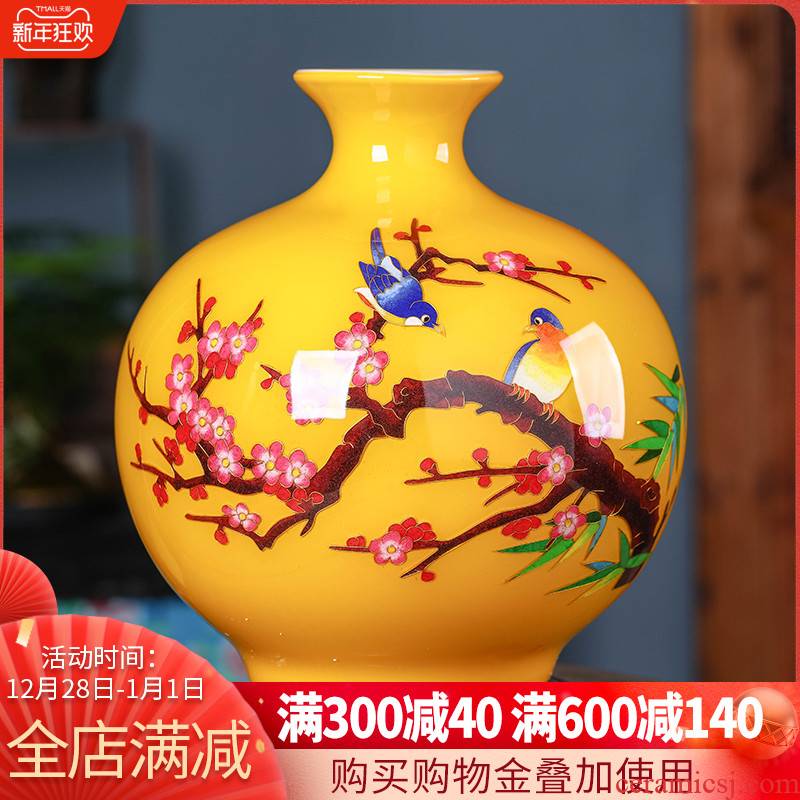 Jingdezhen ceramic gold straw beaming vase Chinese flower arranging sitting room home wine ark, adornment furnishing articles