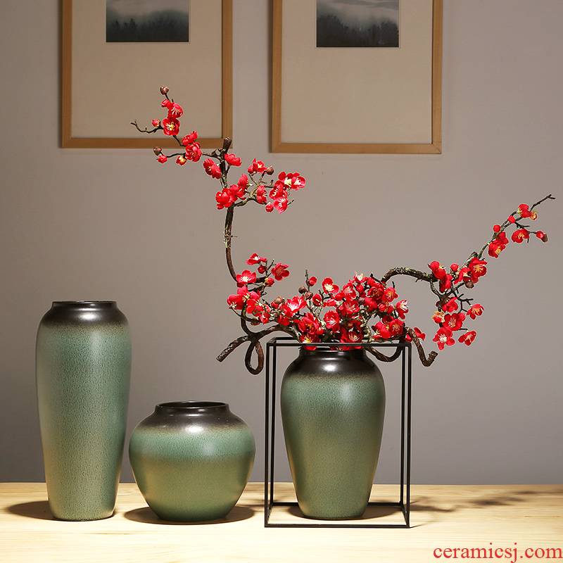Jingdezhen ceramics craft vase creative I and contracted sitting room of Chinese style household dry flower arranging flowers decorative furnishing articles