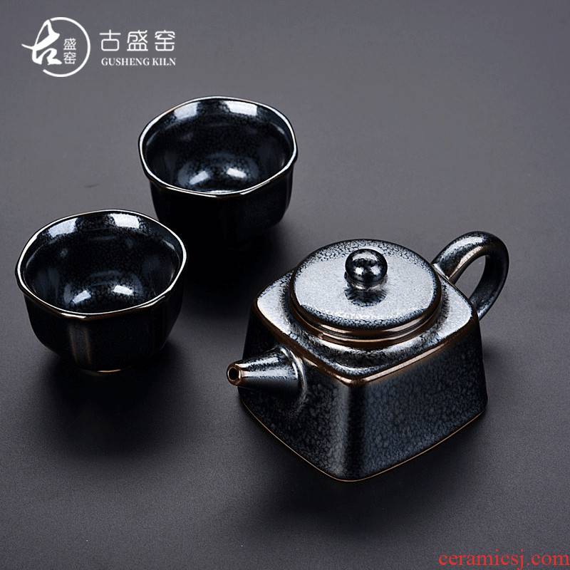 Ancient sheng up 2 new star Chen Weichun temmoku up built light ceramic craft a pot of 2 cup to collect gifts