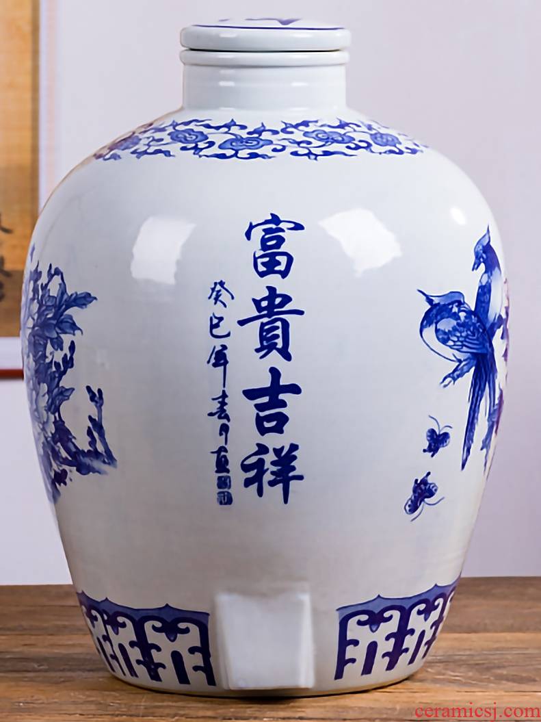 Jingdezhen ceramic jar household seal tap water expressions using the to save an empty bottle mercifully wine wine earthenware blue it