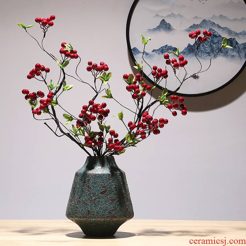 New Chinese style manual vase modern creative TV cabinet mesa adornment of jingdezhen ceramic vases, dry flower is placed