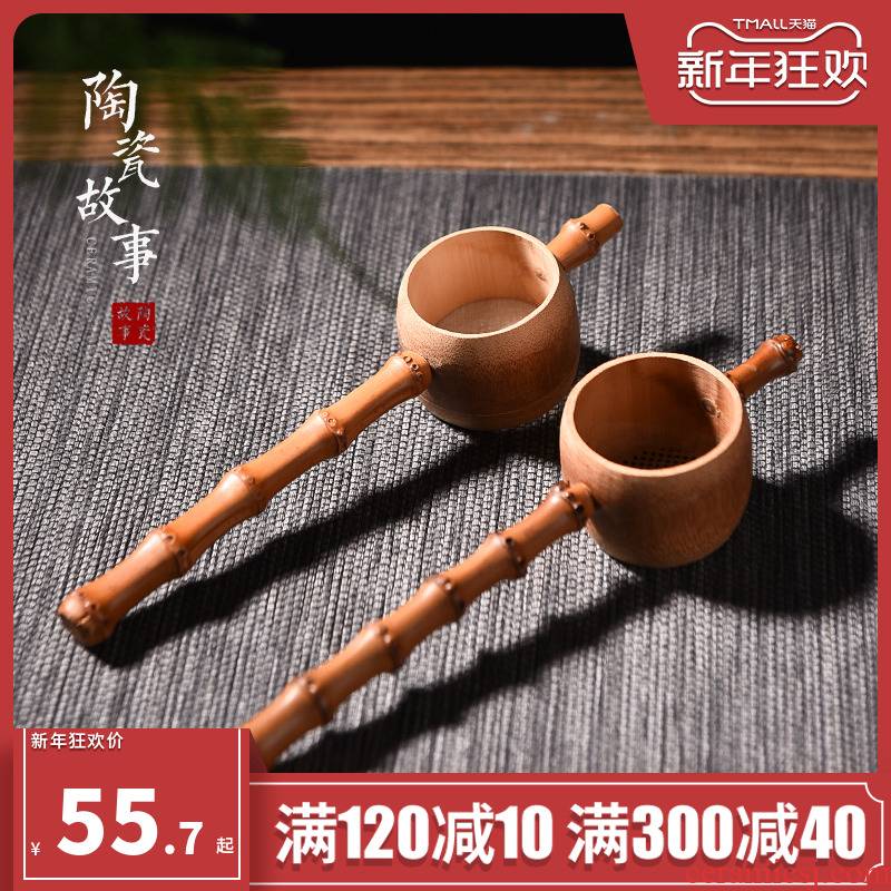 Ceramic stories) creative superfine tea filter an artifact integrated manual tea strainer Japanese bamboo tea net