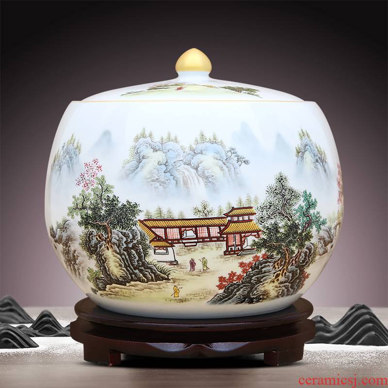 Chinese jingdezhen ceramics powder enamel caddy fixings storage tank handicraft furnishing articles office sitting room adornment ornament