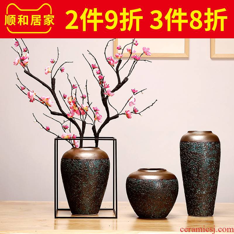 Jingdezhen ceramics vase manual creative living room of Chinese style household dried flowers flower arrangement craft ornaments furnishing articles