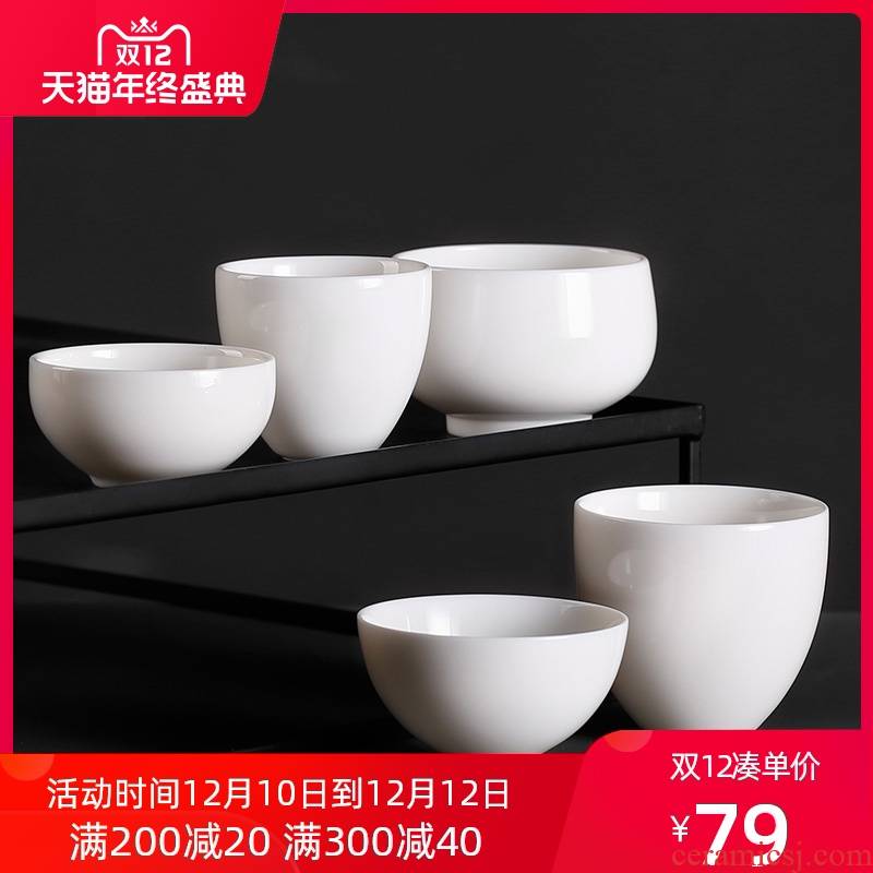 High dehua white porcelain masters cup kung fu noggin single individual sample tea cup only tea cup and cup Bai Sechan cup