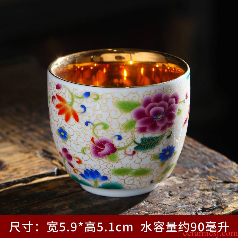 Tasted silver gilding ceramic paint master cup single CPU suet jade white porcelain tea cups kung fu tea cups. A single