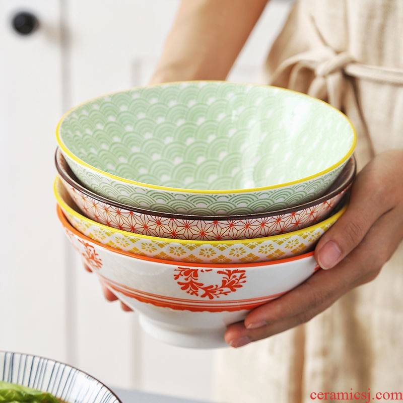 The Japanese kitchen ceramic bowl household size pull rainbow such as bowl bowl bowl creative dishes tableware suit ltd. bucket