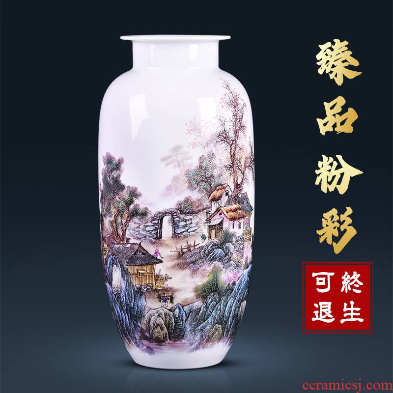 Jingdezhen ceramic vase pastel sitting room flower arranging porcelain home decoration rich ancient frame TV ark, study furnishing articles