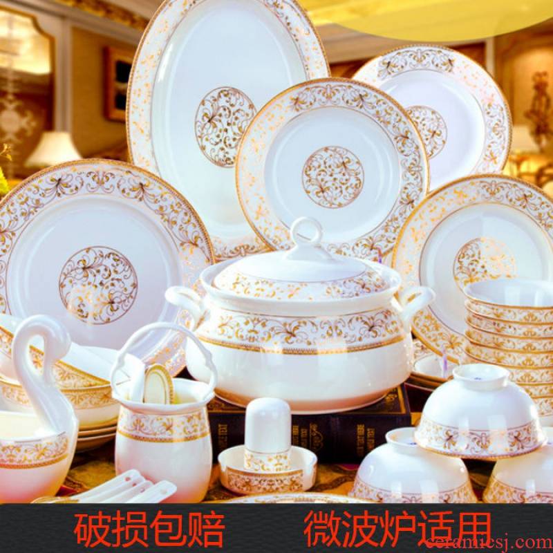Tableware ceramics dishes suit household gift high anti hot bowl of ipads China Tableware suit your job