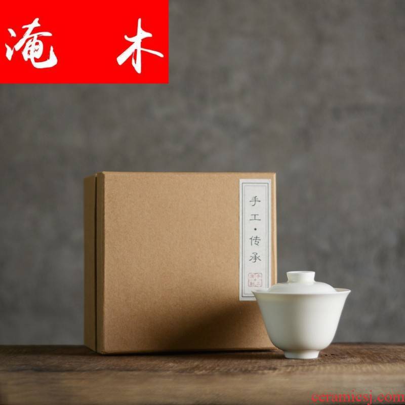 Flooded wooden teeth white yulan tureen jingdezhen ceramics by hand kung fu tea bowl tea and tea cups