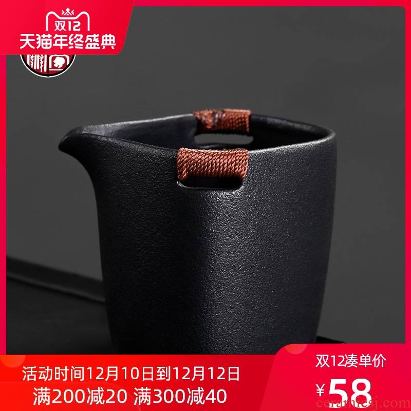 Coarse pottery sifang justice cup tea is tea black points of household ceramic tea tea accessories logo customization