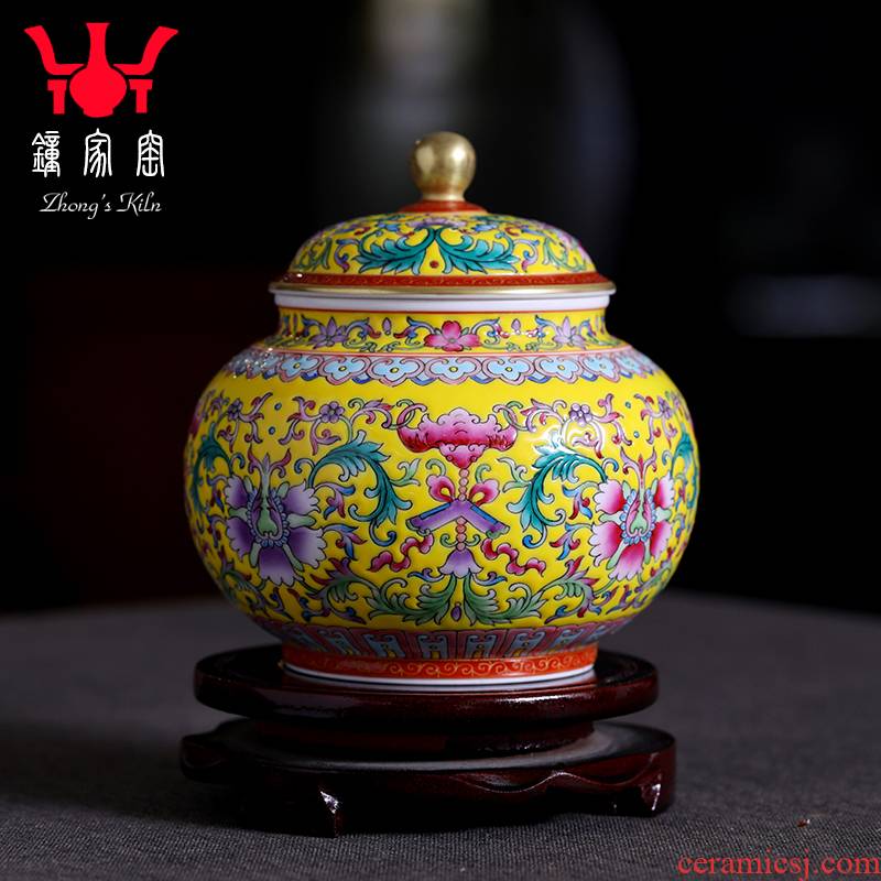 Clock home sealed as cans of jingdezhen ceramic up caddy fixings tea pot storage tanks hand - made colored enamel tea pot