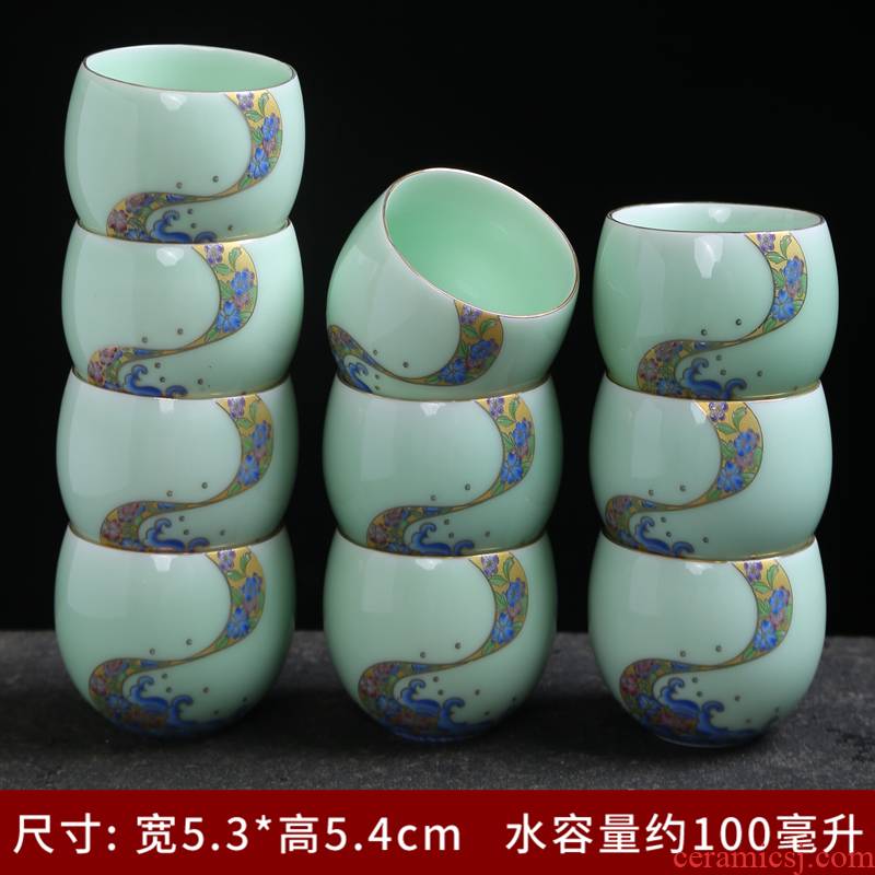 Celadon individual cup cup large master cup kung fu tea set single glass ceramic sample tea cup household glass bowl