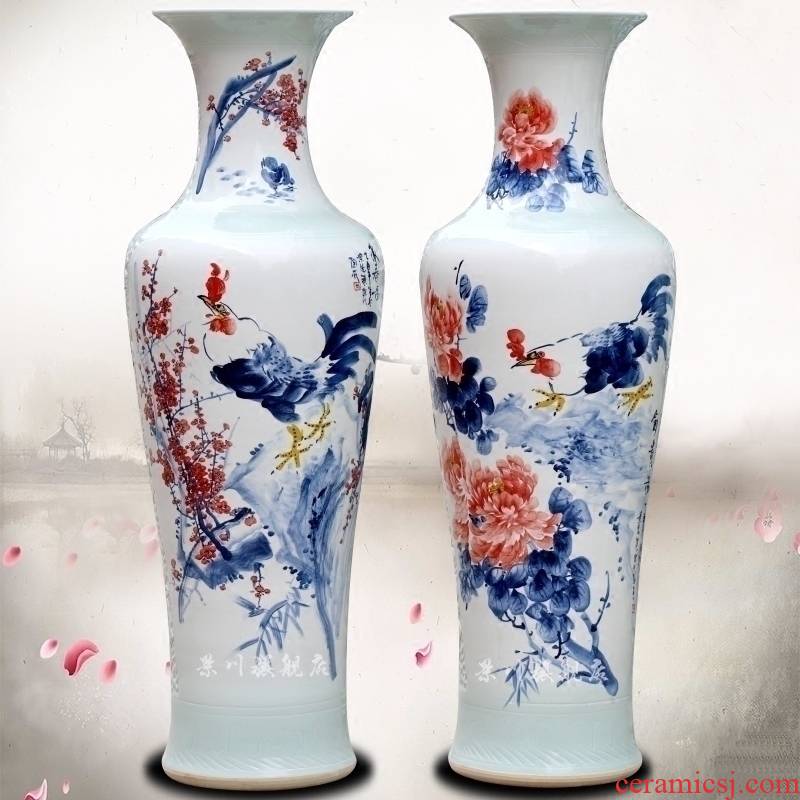 Jingdezhen ceramic hand - made big golden crow sitting room of large vase household of Chinese style, decorative furnishing articles