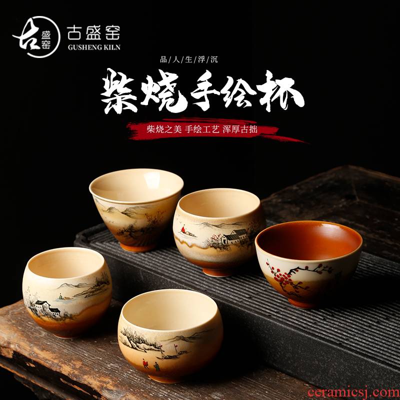 Ancient sheng up to burn hand - made the master sample tea cup fullness jingdezhen up all hand single CPU kung fu tea cups