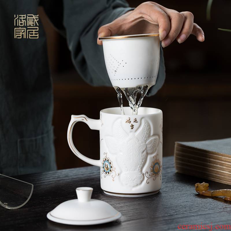 Filtering, individual special ceramic cups with cover office tea cups of tea separation of high - end creative tea set