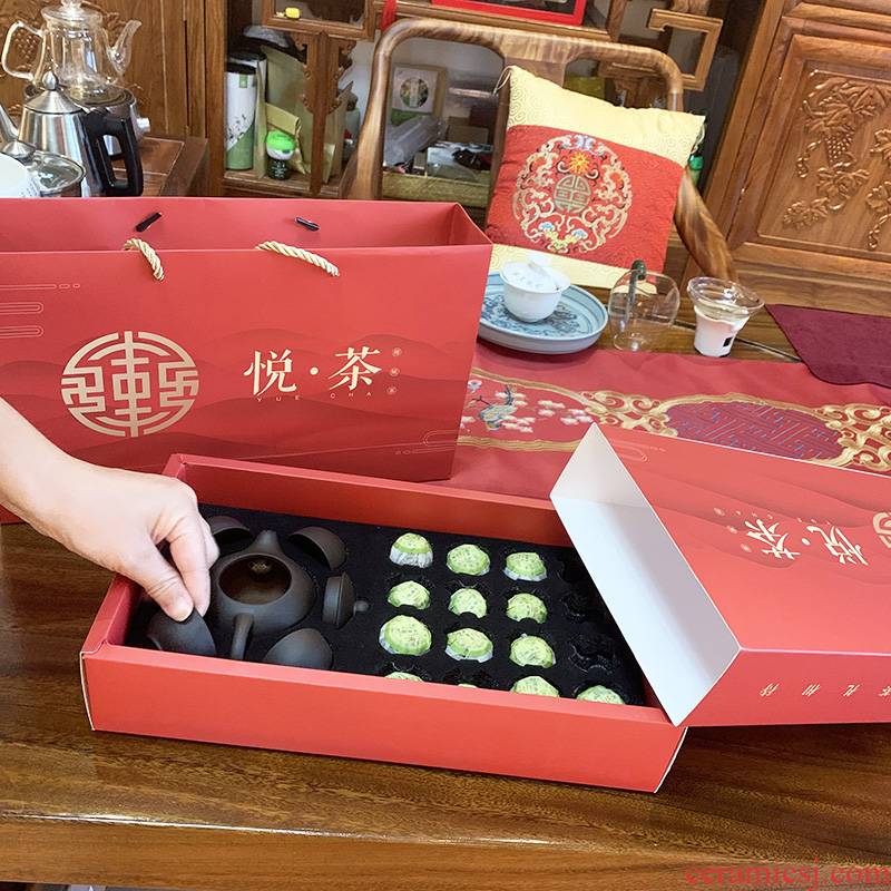 Purple sand tea set to send gift boxes kung fu tea tea tea tureen gift high - grade visitor pu 'er who was mandarin