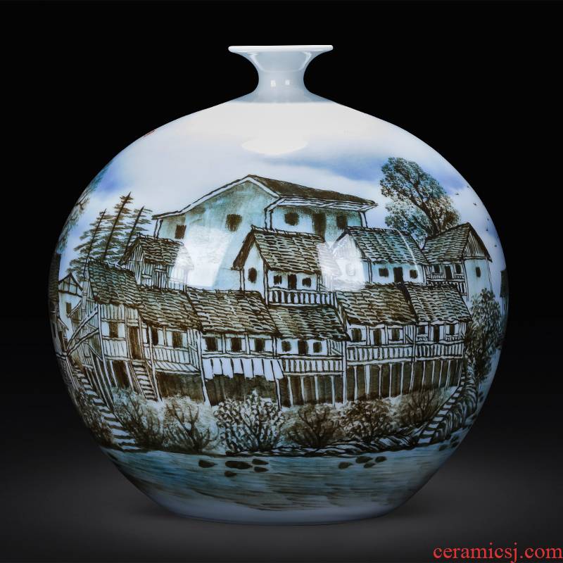 Jingdezhen ceramics hand - made color under the glaze of blue and white porcelain vase living room TV cabinet decoration of Chinese style household furnishing articles