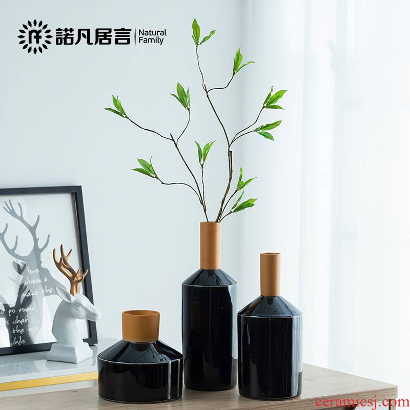 Ceramic vase, black mesa fuels the European ikebana furnishing articles I and contracted sitting room creative dried flower flower decoration
