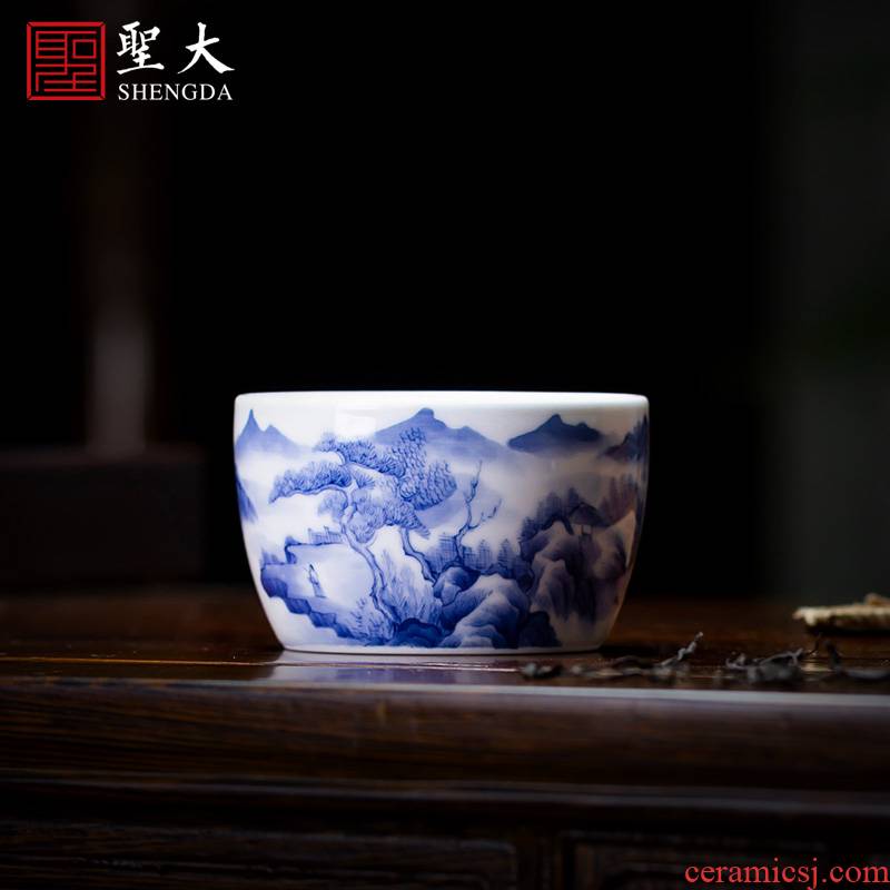 The big blue and white cliffs at cloud teacups hand - made ceramic kung fu master cup sample tea cup all hand of jingdezhen tea service