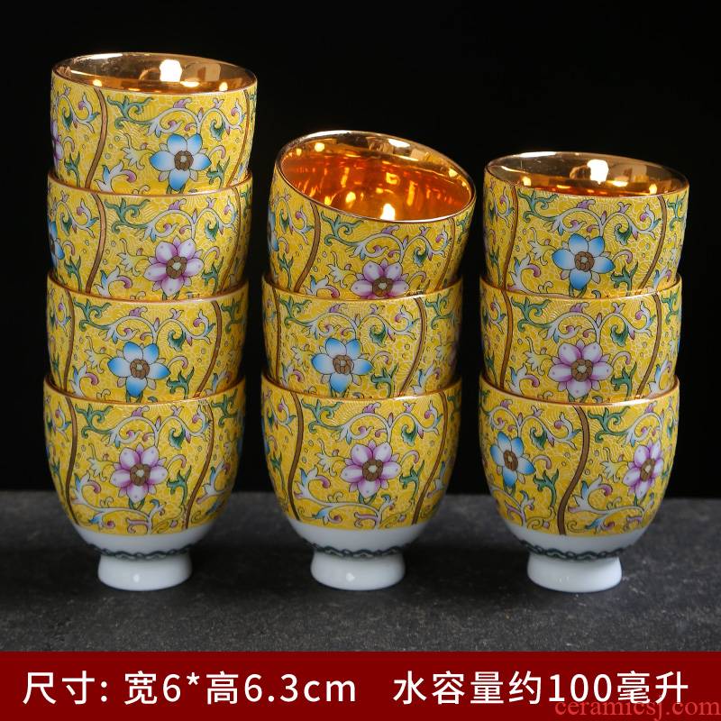 Jingdezhen pastel grilled ceramic individual cup single cup six set household contracted and I creative teacups suits for