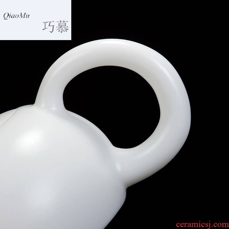 Qiao mu dehua ceramic teapot white porcelain household bian xi shi pot of rotating single pot of white jade porcelain kung fu tea set filter the brew