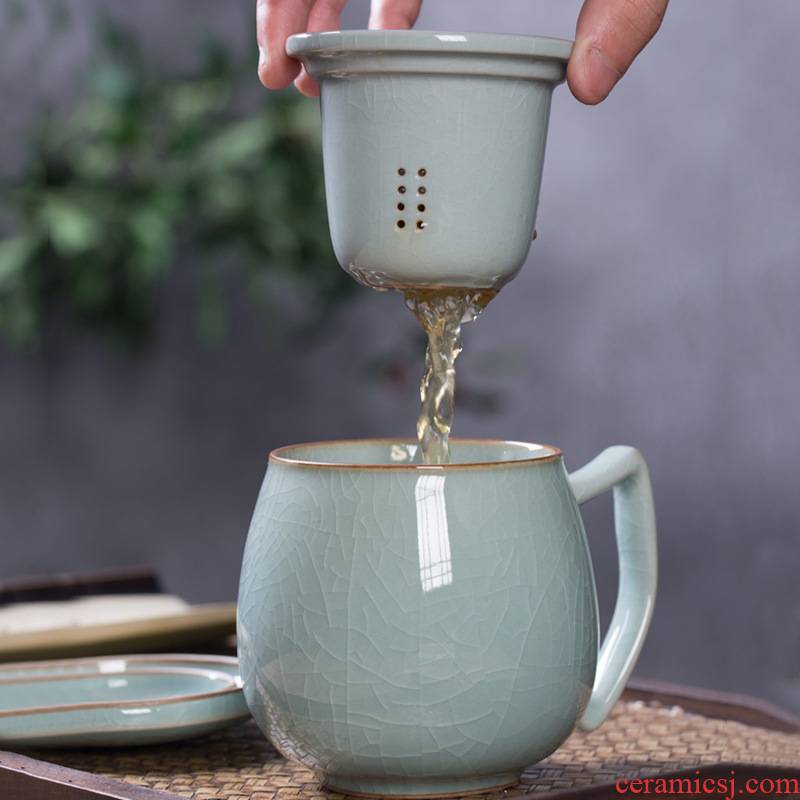 Longquan celadon calving ceramic filter cups with cover the office keller individuals dedicated home tea cups