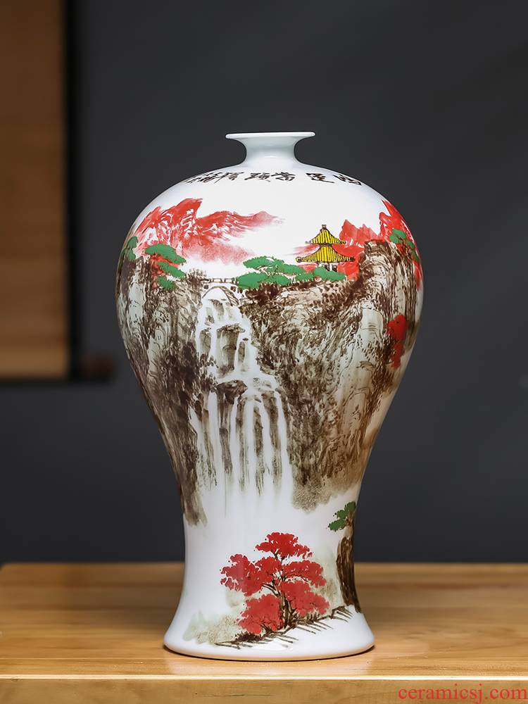 Chinese jingdezhen ceramics vase color landscape ornaments furnishing articles home sitting room flower arrangement craft gift