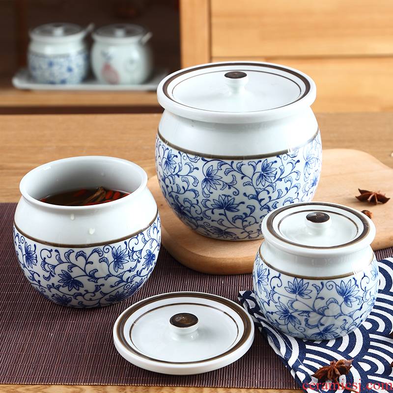 Chili oil tank round jar splashed with cover treasure bowl of food as cans of kitchen ceramic pot seasoning box seal pot