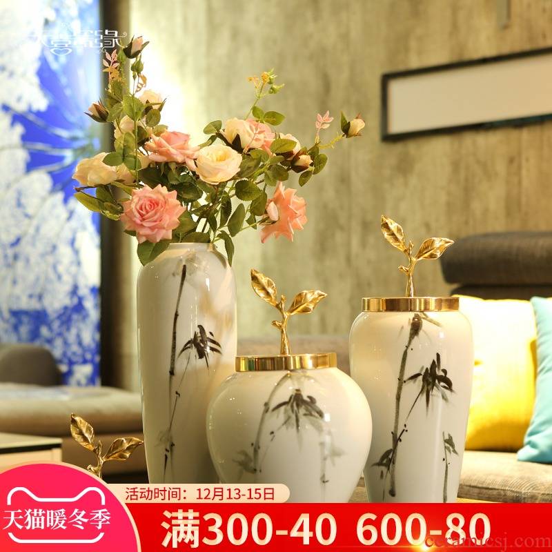 Jingdezhen ceramic vases, flower arranging is furnishing articles of modern light key-2 luxury sitting room porch ark of new Chinese style household ornaments
