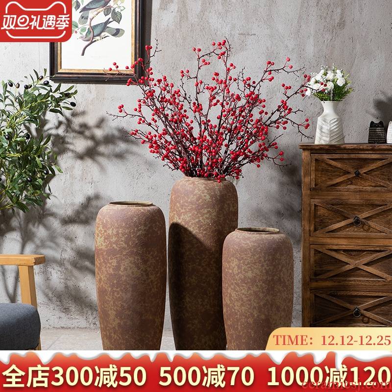 Vase retro ceramic large household yard landing simulation flower decoration suit flower arranging place Chinese Vase