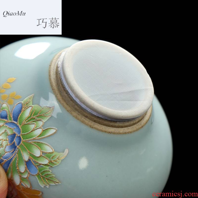 Qiao mu kung fu tea accessories with tea tea zero celadon) filtering grilled rack splendid flower flower