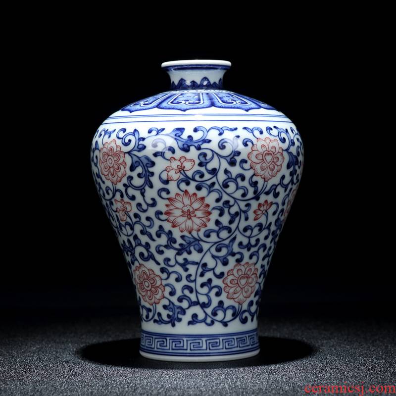 Jingdezhen vase furnishing articles sitting room light key-2 luxury vase decoration flower arranging bottles large blue and white antique wood vases