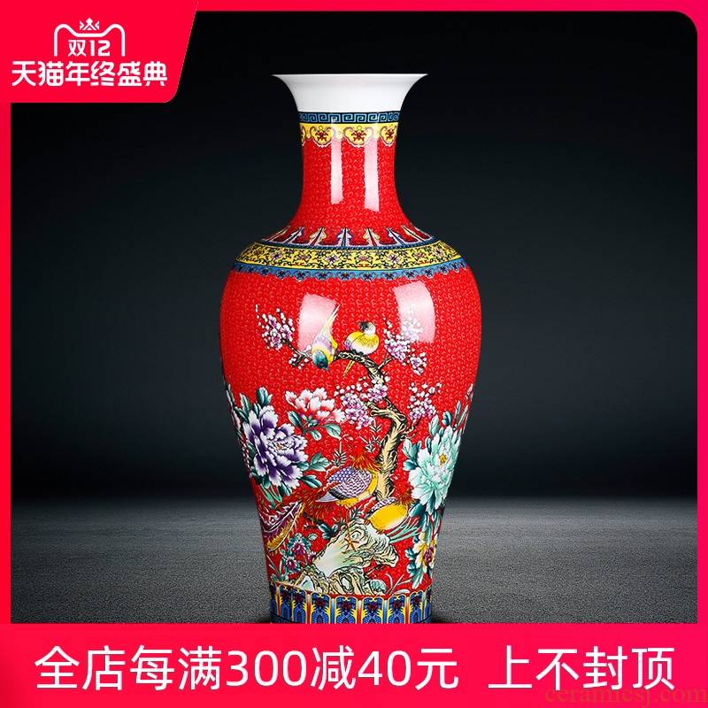 Porcelain of jingdezhen ceramics landing a large vase, Kim, green, red colored enamel sitting room of Chinese style household furnishing articles